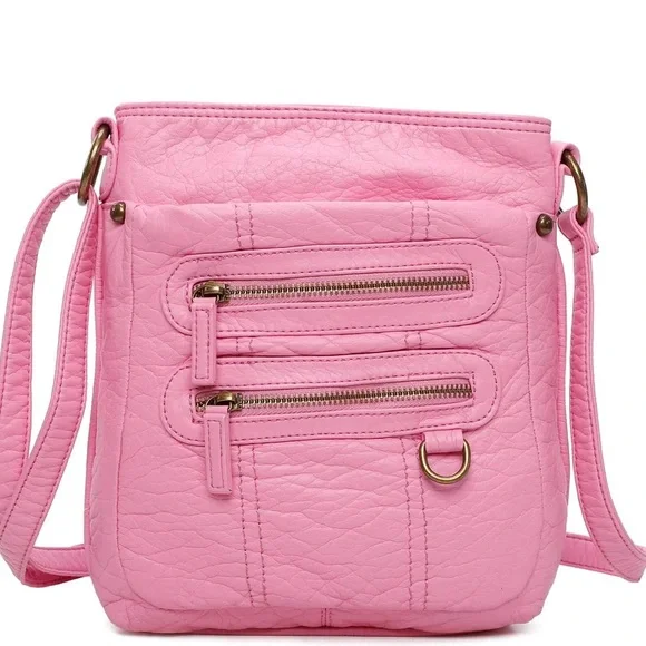 👛 NWT! Pink Multi Zipper Crossbody - Picture 2 of 7